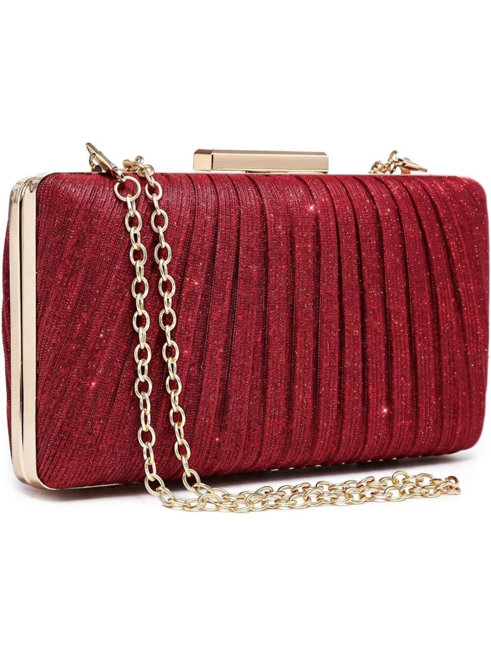 〽️Women's Red Clutch Purse Handbag Evening Detachable Chain Strap Wedding Prom